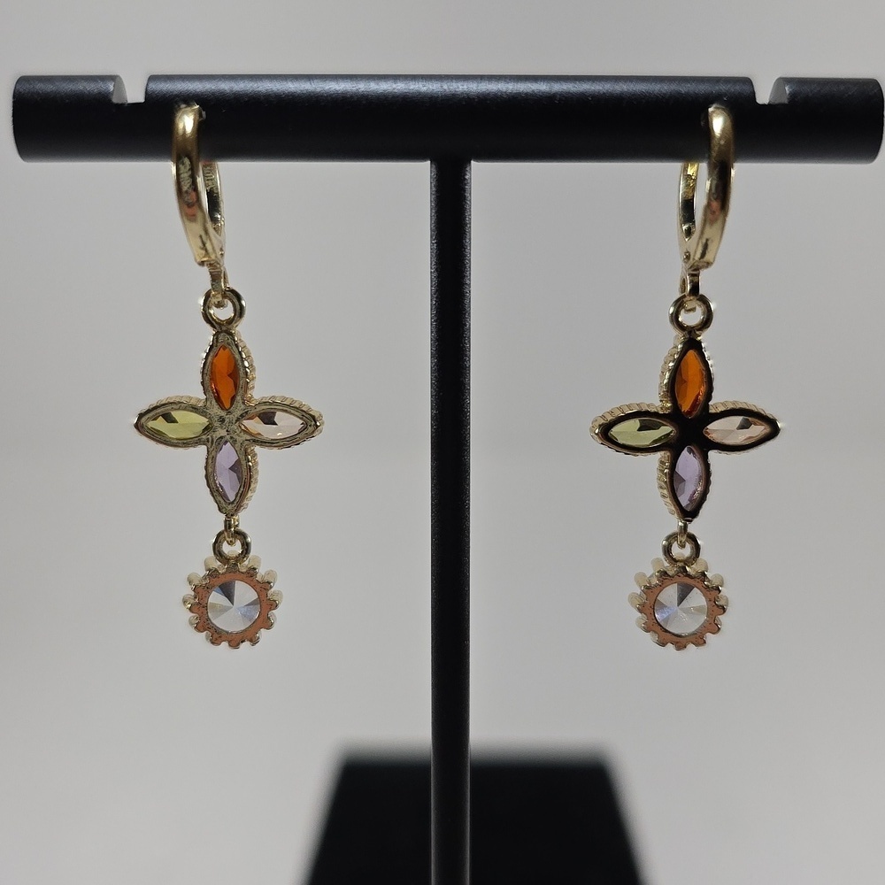 Elegant Multicolor Gemstone Drop Earrings - Picture 3 of 4